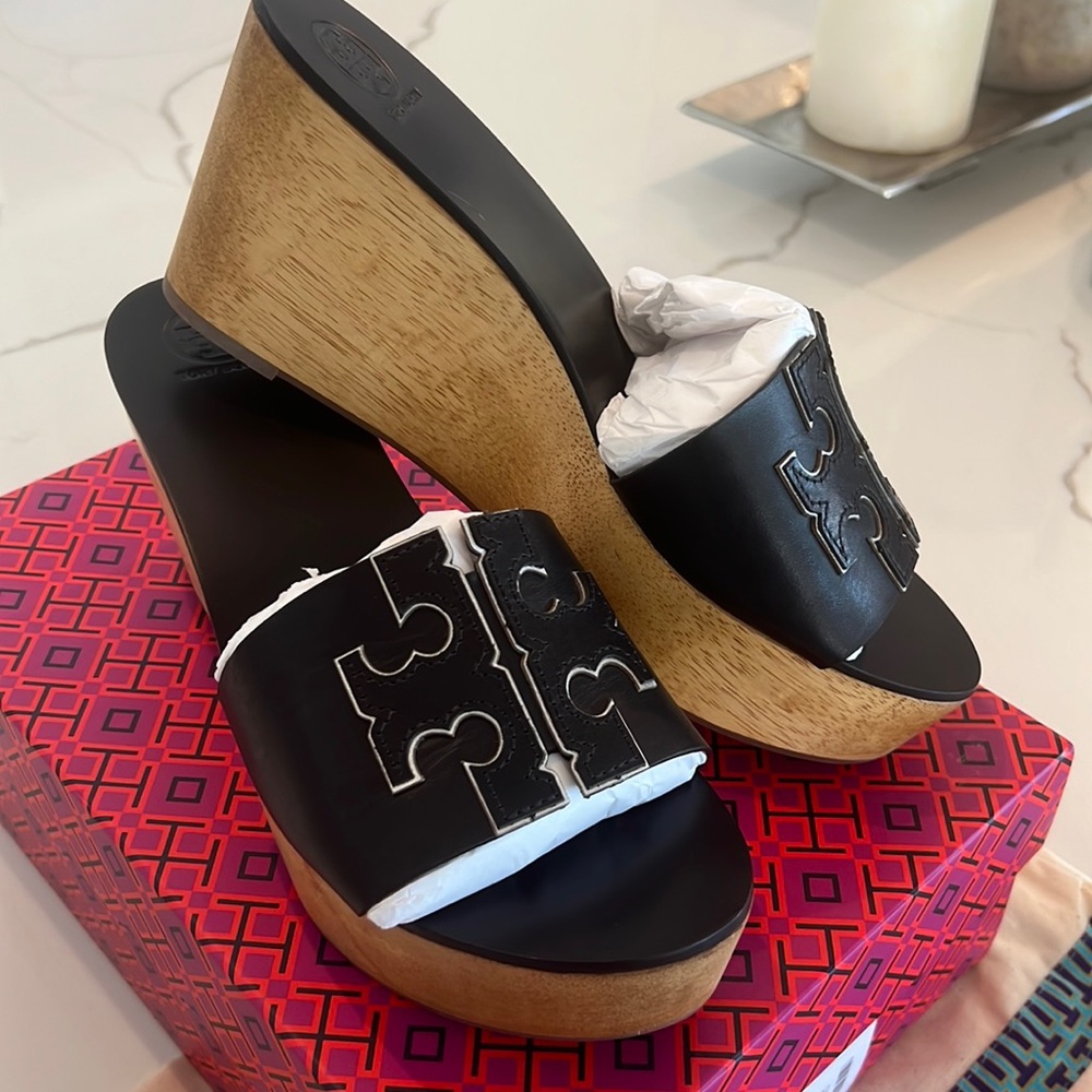 Brand New! Tory Burch Perfect Black Wedges in Box with Dust Bag